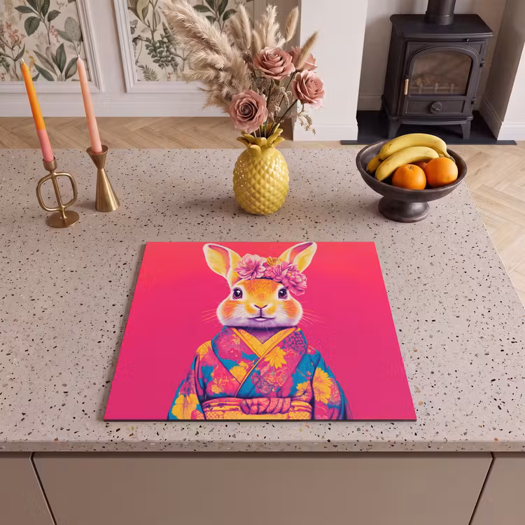 Induction hob protector - Rabbit - Flowers - Colorful - Kimono — 3