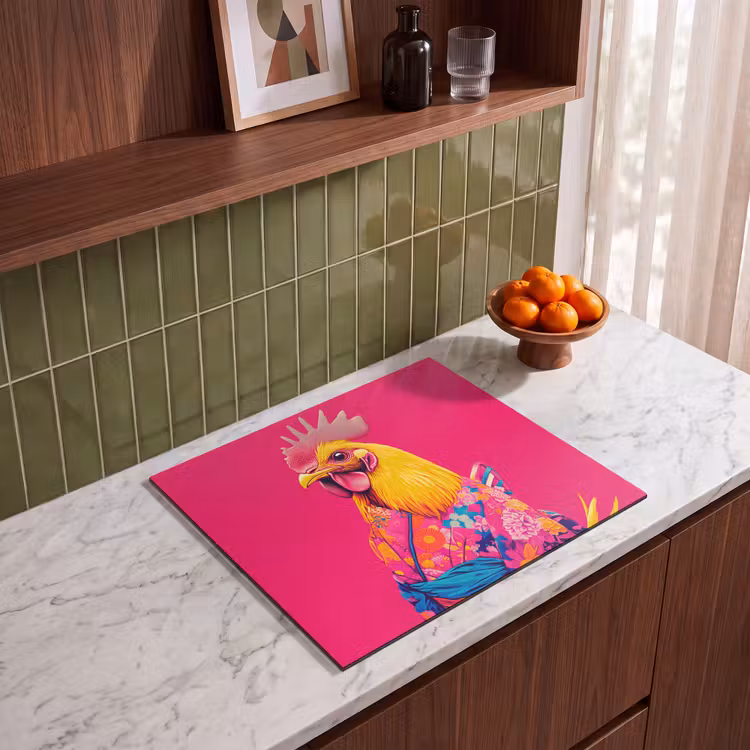 Induction hob protector - Rooster - Colorful - Kimono - Pink — 4