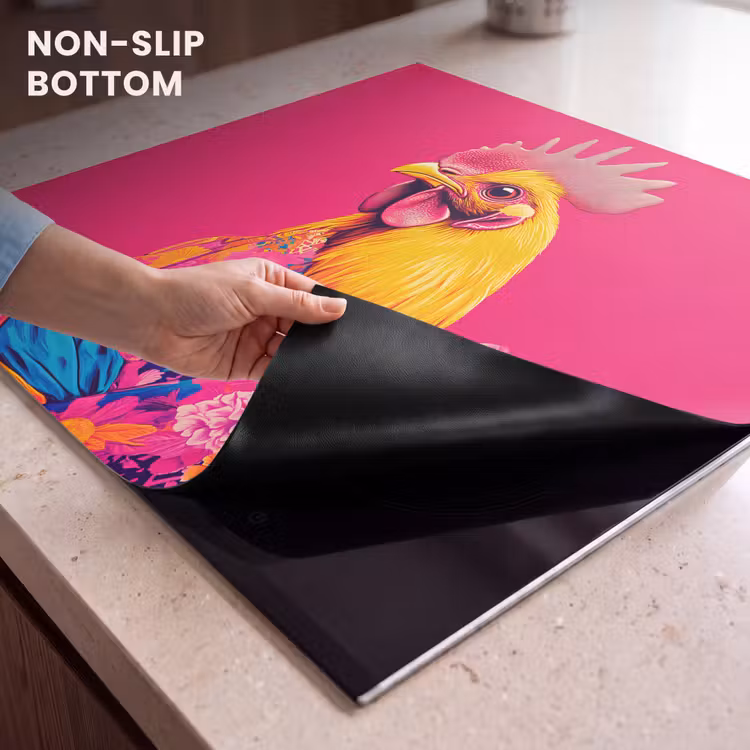 Induction hob protector - Rooster - Colorful - Kimono - Pink — 5