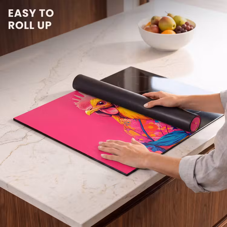 Induction hob protector - Rooster - Colorful - Kimono - Pink — 6