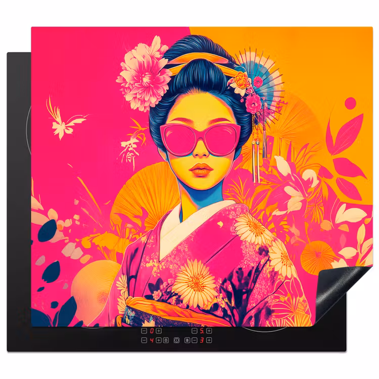 Induction hob protector - Woman - Sunglasses - Abstract - Orange — 1