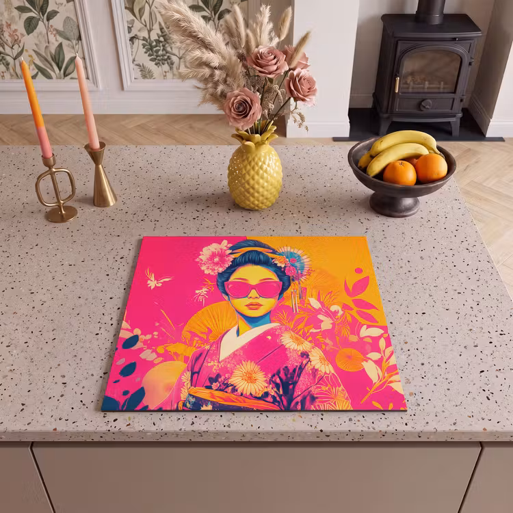 Induction hob protector - Woman - Sunglasses - Abstract - Orange — 3