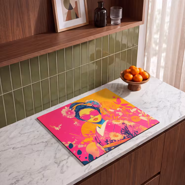 Induction hob protector - Woman - Sunglasses - Abstract - Orange — 4