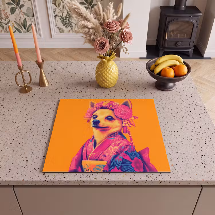 Induction hob protector - Kimono - Doggie - Flower Crown - Orange — 3