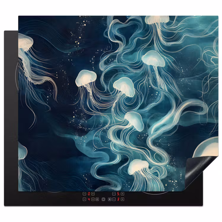 Induction hob protector - Jellyfish - Sea - White - Waves — 1