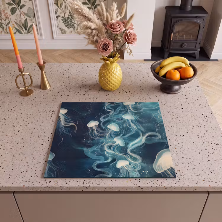 Induction hob protector - Jellyfish - Sea - White - Waves — 3