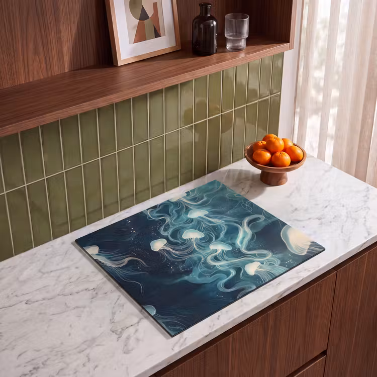 Induction hob protector - Jellyfish - Sea - White - Waves — 4