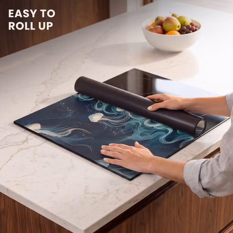 Induction hob protector - Jellyfish - Sea - White - Waves — 6
