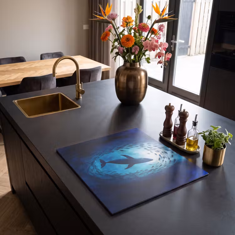 Induction hob protector - Whale - Fish - Dark Blue — 2