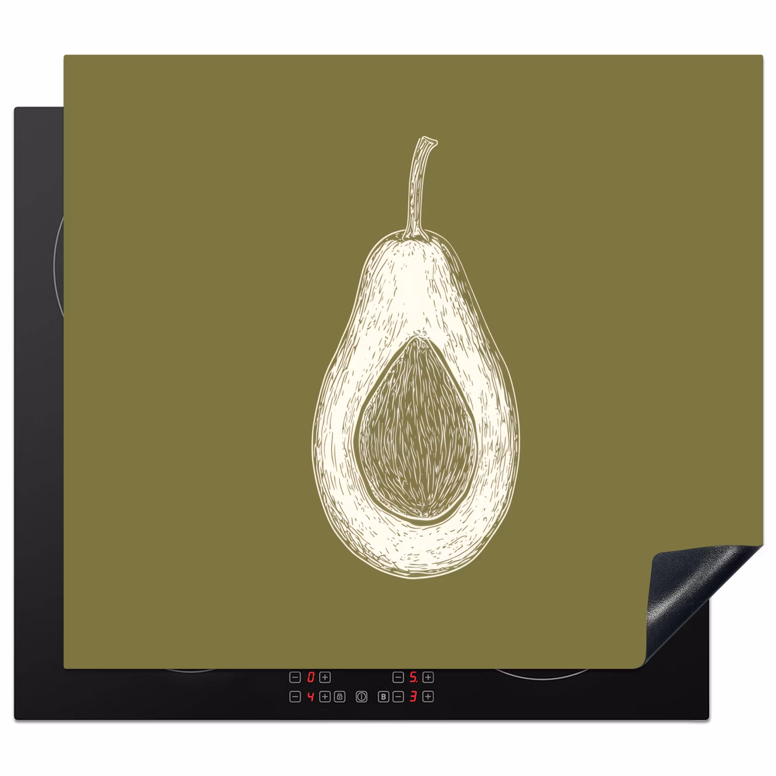 Induction hob protector - Avocado - Minimalist - Illustration - Green — 1