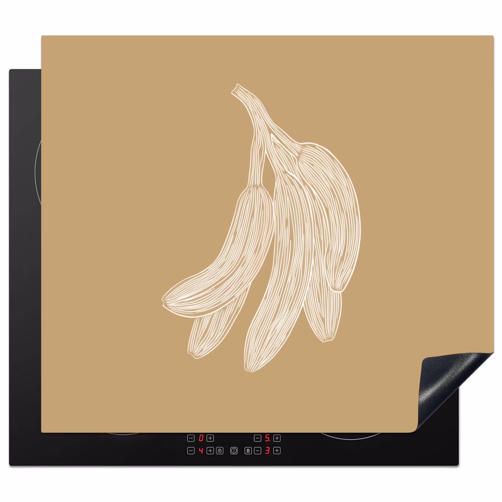 Induction hob protector - Bananas - Beige - Line drawing - Minimalist — 1