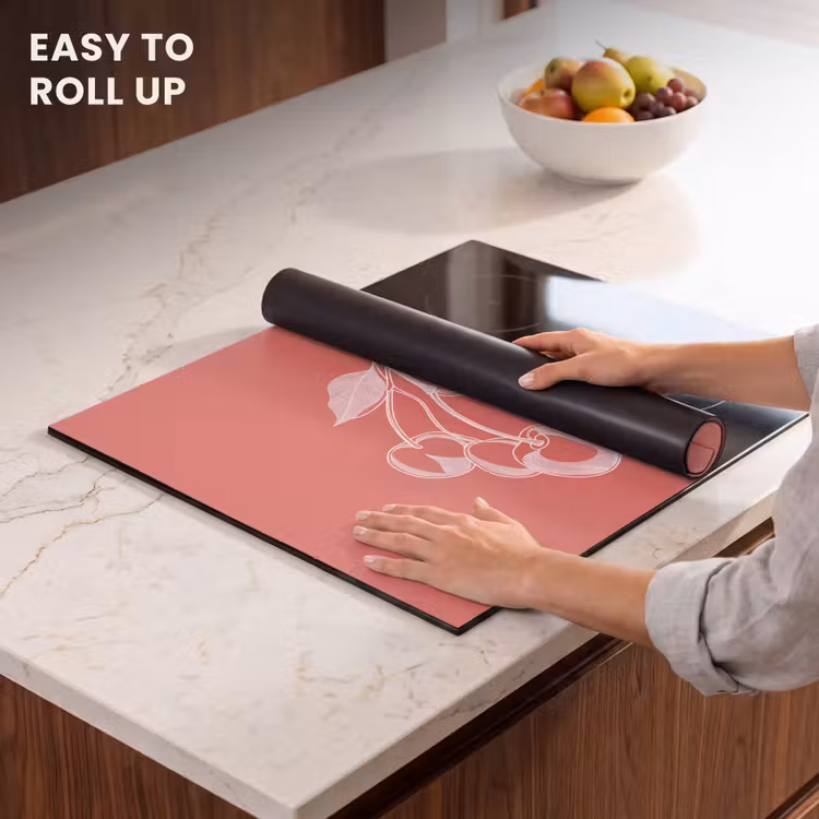 Induction hob protector - Line illustration - Cherry - Branch - White — 6