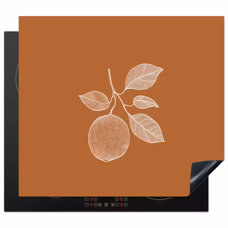 Induction hob protector - Orange - Drawn - Leaves - Brown — 1