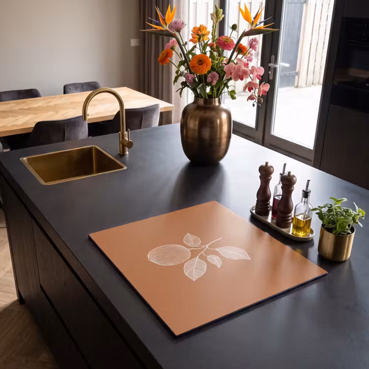 Induction hob protector - Orange - Drawn - Leaves - Brown — 2