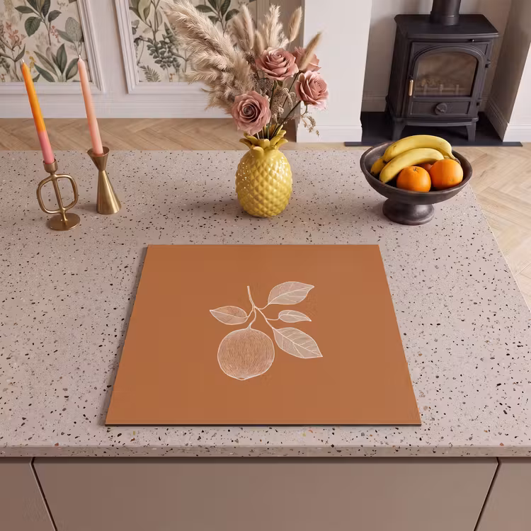 Induction hob protector - Orange - Drawn - Leaves - Brown — 3