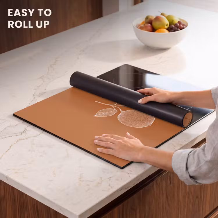 Induction hob protector - Orange - Drawn - Leaves - Brown — 6
