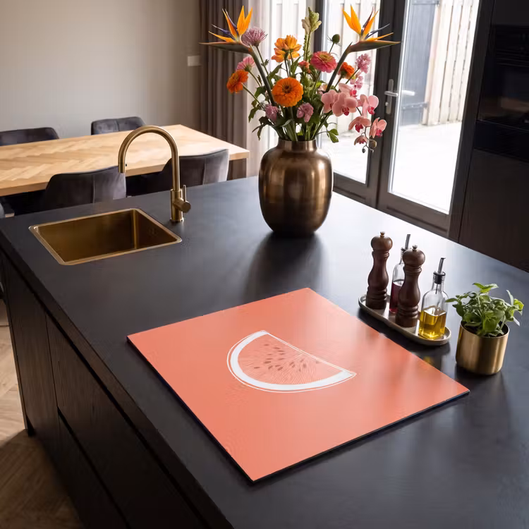 Induction hob protector - Watermelon - Lines - Coral red — 2