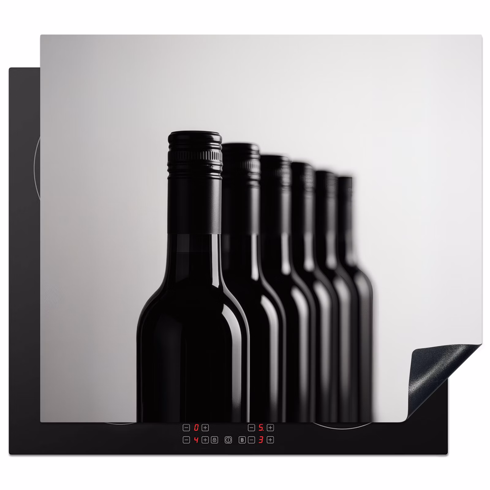 Induction hob protector - Wine Bottles - Black - Minimalist — 1