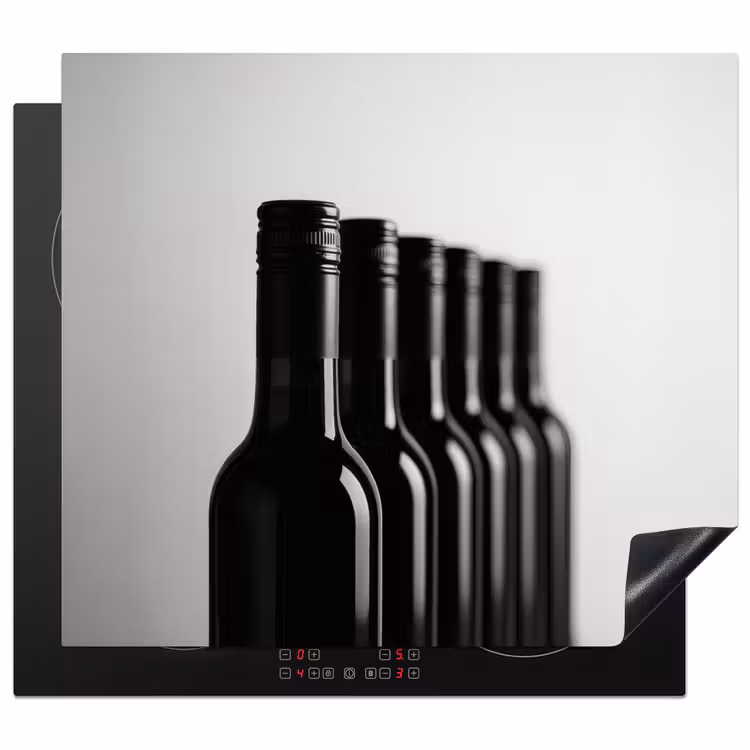 Induction hob protector - Wine Bottles - Black - Minimalist — 1