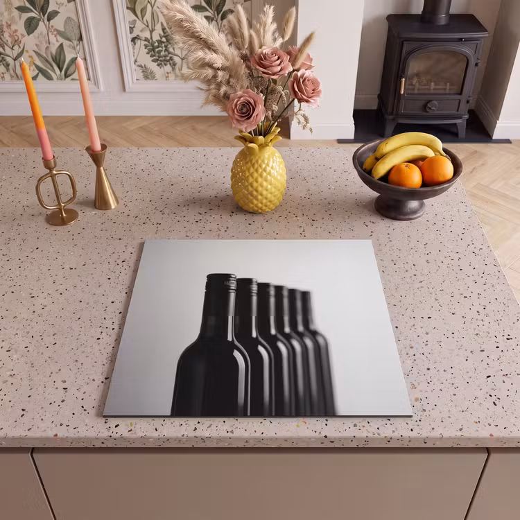 Induction hob protector - Wine Bottles - Black - Minimalist — 3