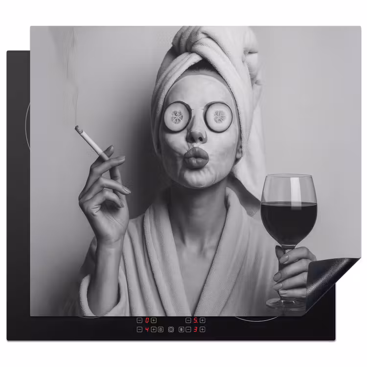Induction hob protector - Woman - Mask - Wine - Cigarette — 1