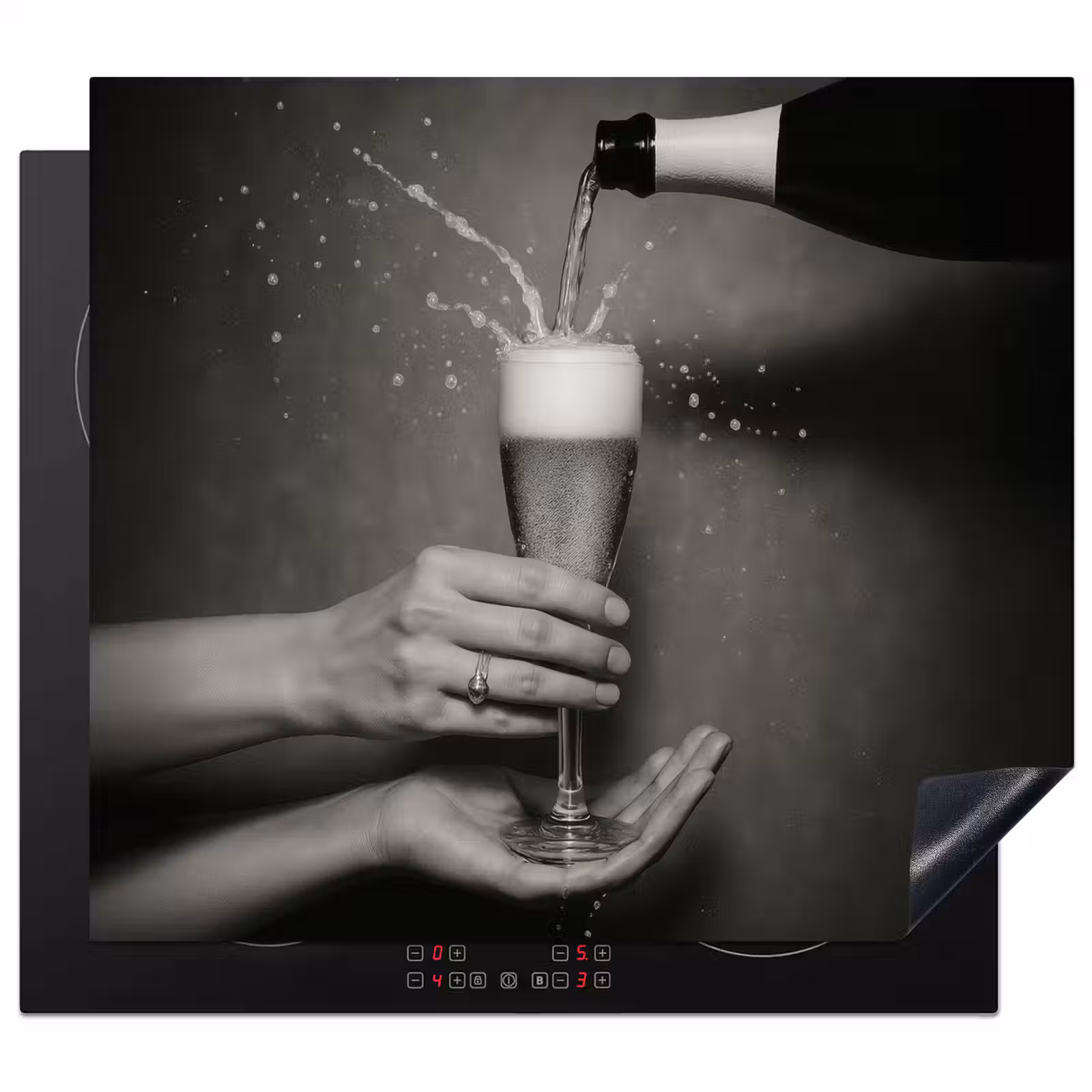 Induction hob protector - Champagne bottle - Glass - Minimalist - Splatters — 1