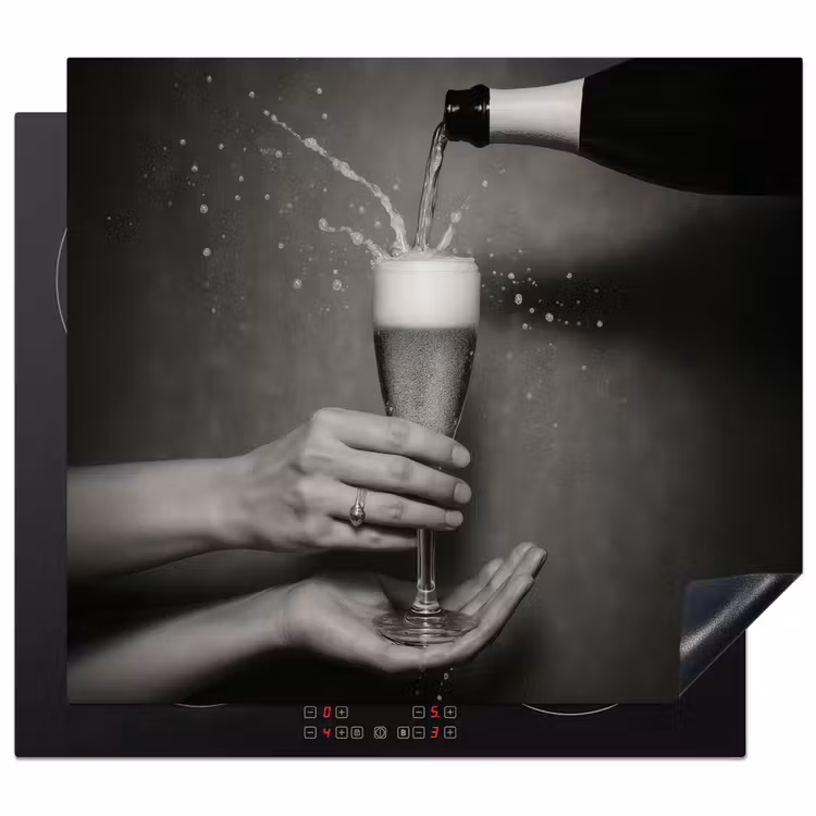 Induction hob protector - Champagne bottle - Glass - Minimalist - Splatters — 1