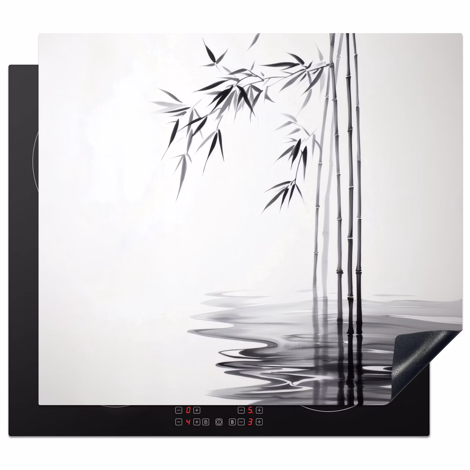 Induction hob protector - Bamboo logs - Water - Minimalist - White — 1