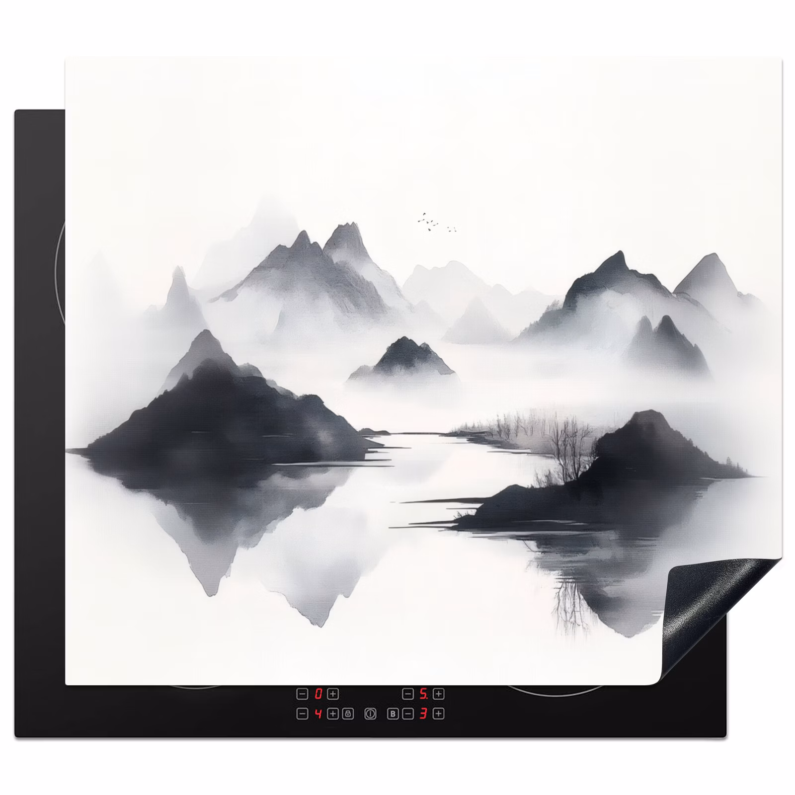 Induction hob protector - Mountains - Misty - Water - White — 1