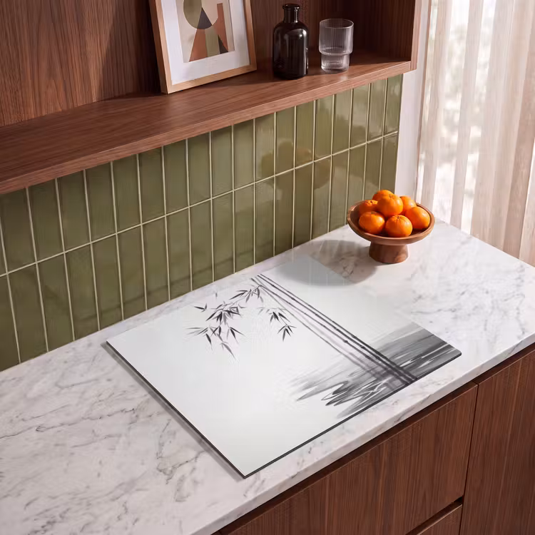 Induction hob protector - Bamboo logs - Water - Minimalist - White — 4