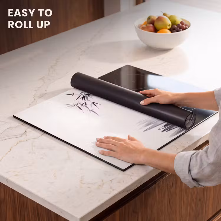 Induction hob protector - Bamboo logs - Water - Minimalist - White — 6