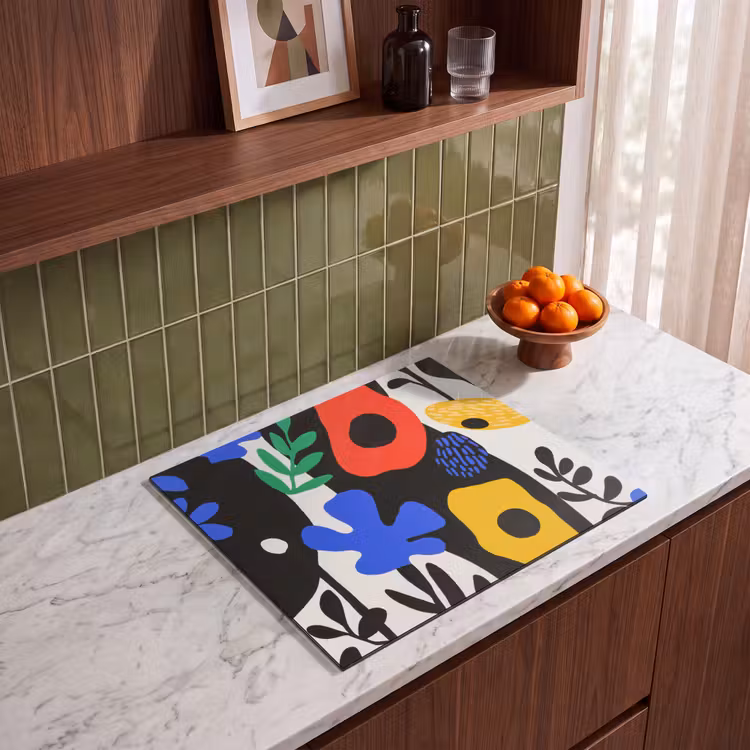 Induction hob protector - Flowers - Leaves - Abstract - Black — 4