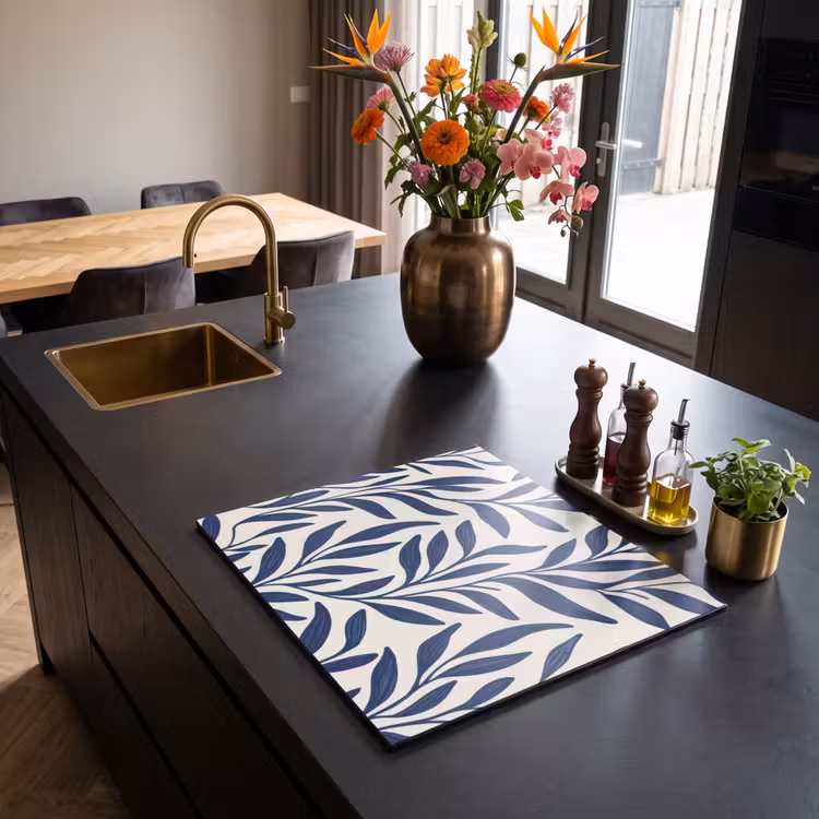 Induction hob protector - Leaves - ivy - Dark blue — 2