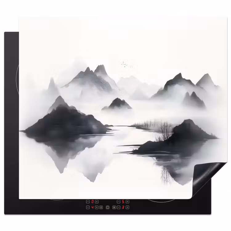Induction hob protector - Mountains - Misty - Water - White — 1