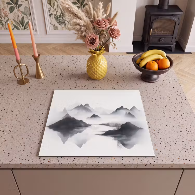 Induction hob protector - Mountains - Misty - Water - White — 3