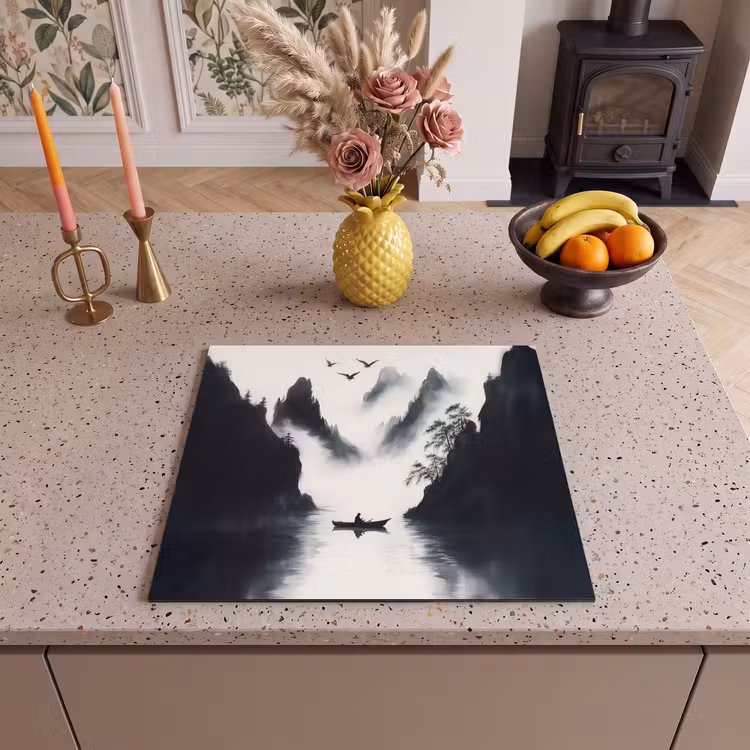 Induction hob protector - Rowing boat - Foggy - Mountains - Birds — 3