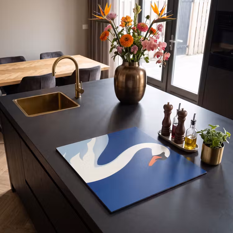 Induction hob protector - Swan - White - Beak - Illustration — 2