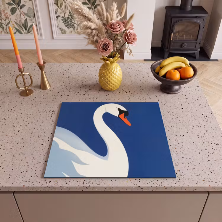 Induction hob protector - Swan - White - Beak - Illustration — 3
