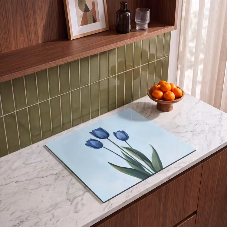 Induction hob protector - Tulips - Blue - Leaves — 4