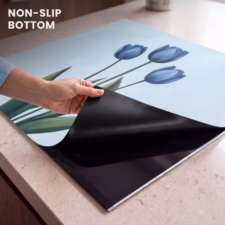 Induction hob protector - Tulips - Blue - Leaves — 5