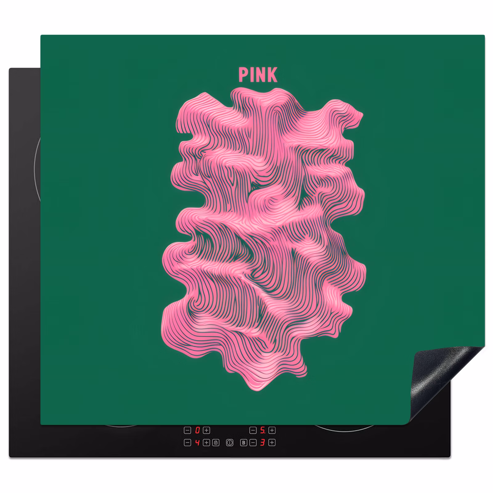 Induction hob protector - Abstract - Pink - Lines - Green — 1