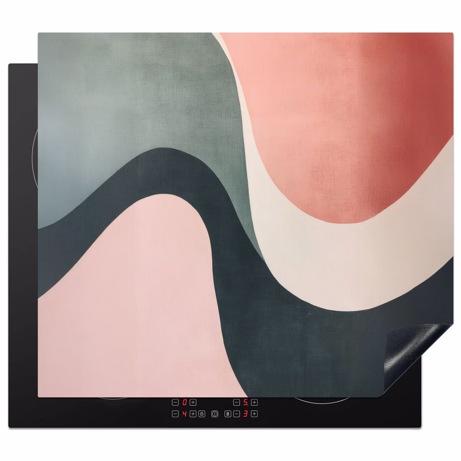Induction hob protector - Abstract - Waves - Ornate - Pink — 1