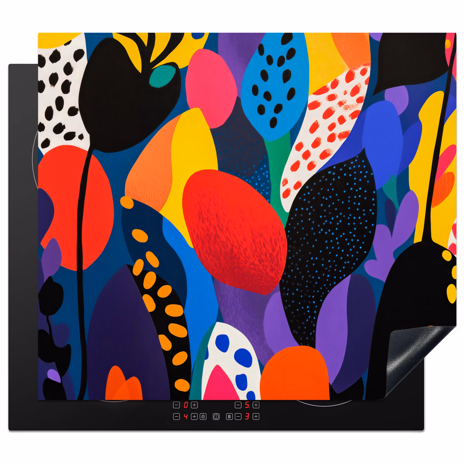 Induction hob protector - Flowers - Leaves - Abstract - Red — 1