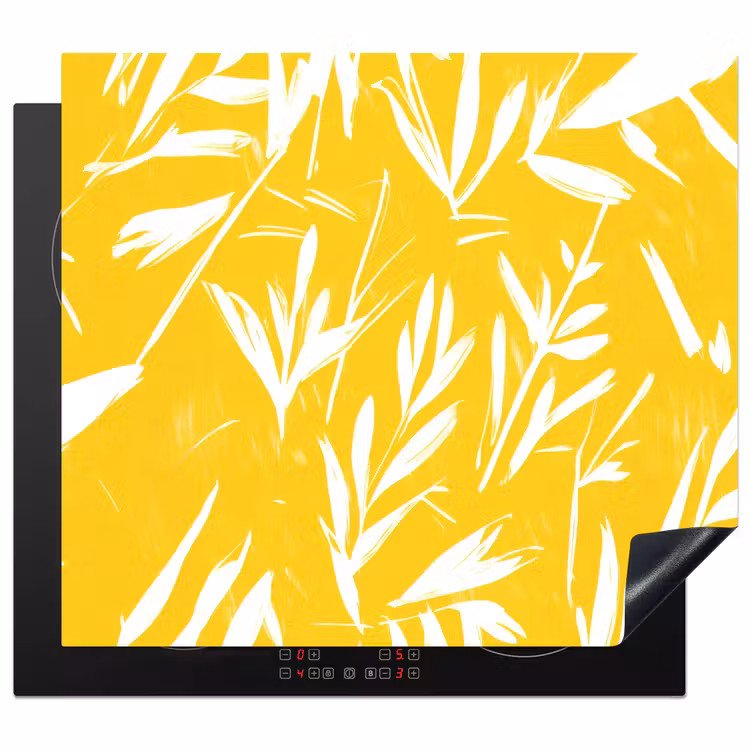 Induction hob protector - Abstract - Leaves - Yellow - Brush strokes — 1