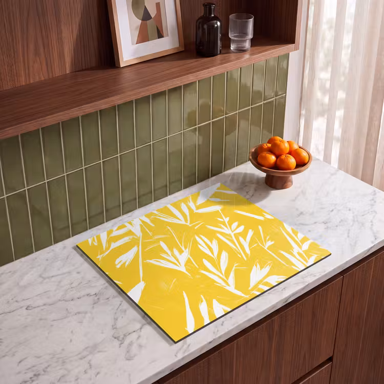 Induction hob protector - Abstract - Leaves - Yellow - Brush strokes — 4