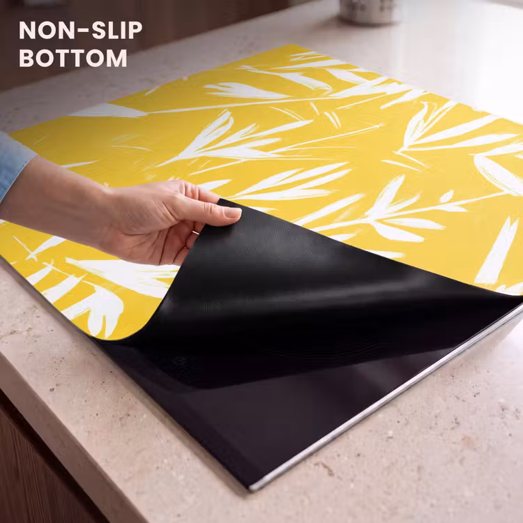Induction hob protector - Abstract - Leaves - Yellow - Brush strokes — 5