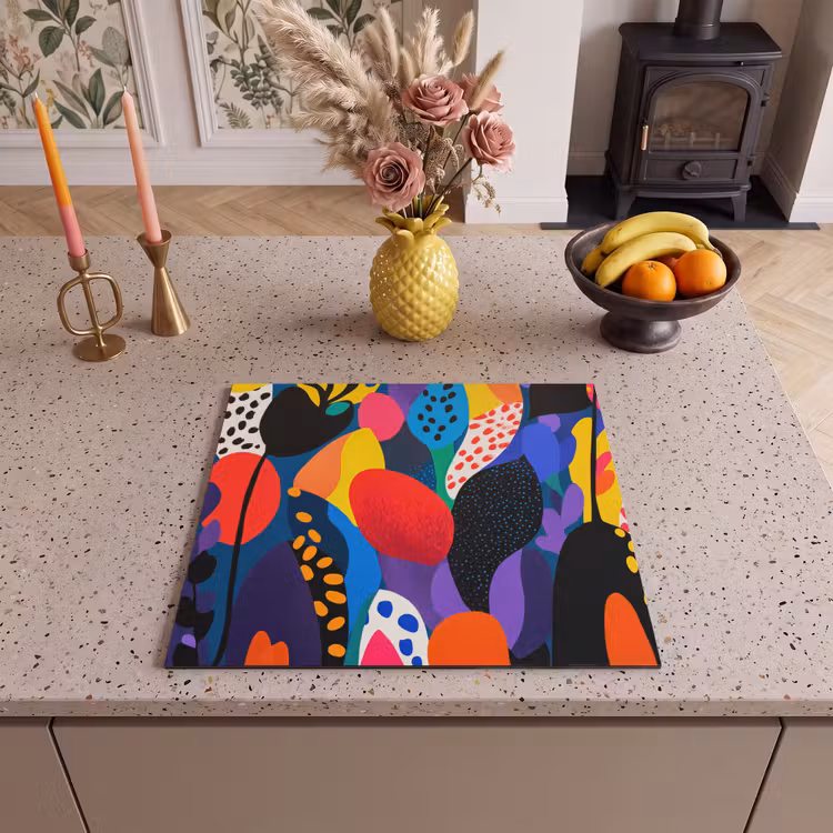 Induction hob protector - Flowers - Leaves - Abstract - Red — 3