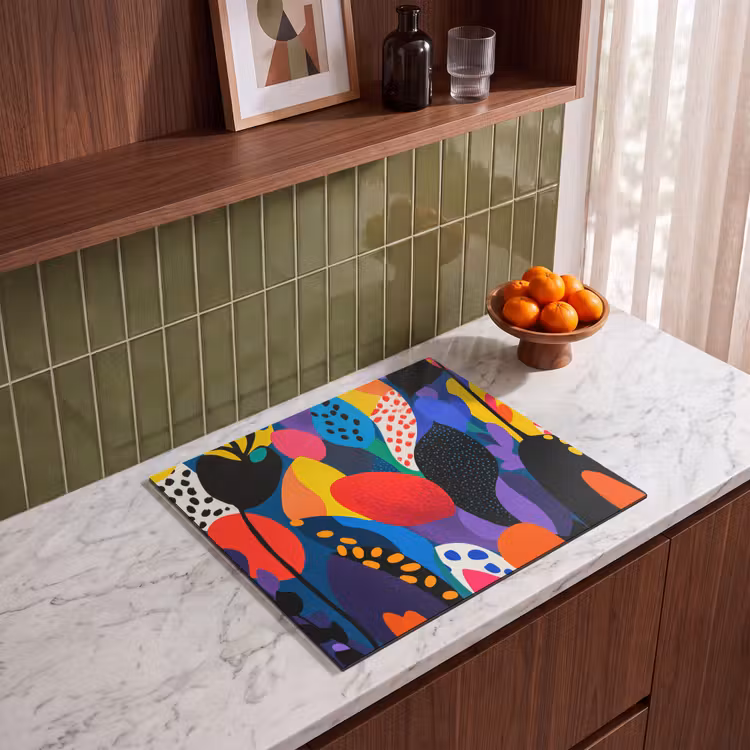 Induction hob protector - Flowers - Leaves - Abstract - Red — 4