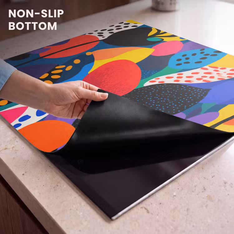 Induction hob protector - Flowers - Leaves - Abstract - Red — 5