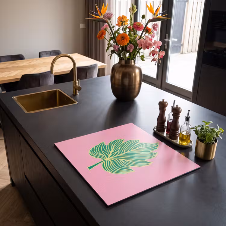 Induction hob protector - Leaf - Green - Illustration - Minimalist — 2